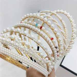 Diademas de aleación con cuentas de perlas hechas a mano, diademas de diamantes de imitación para <span class=keywords><strong>mujer</strong></span>, accesorio para el cabello - Product Image 4