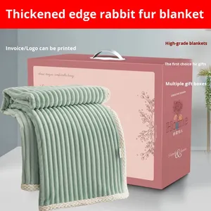 Thickened Wool <b>Rabbit</b> Velvet Blanket Gift Box Set All-Season Factory Cross-Border Wholesale - Product Image 5