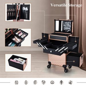 Truccatrice professionale e Nail technists caso di cosmetologia grande carrello di stoccaggio rotolamento treno custodia eco-friendly e portatile - Product Image 2