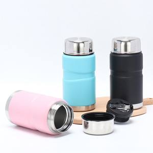 Stainless Steel <b>Thermos</b> Cup 304 Insulated Portable Travel <b>Bottle</b> With Spoon Pink Black Light Blue Dark Blue White - Product Image 1