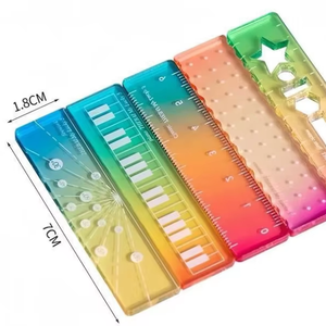 ไม้บรรทัดใสรูปทรงพิเศษลายการ์ตูนแมวน้อยสำหรับเด็ก  แบบขายส่ง - Product Image 1