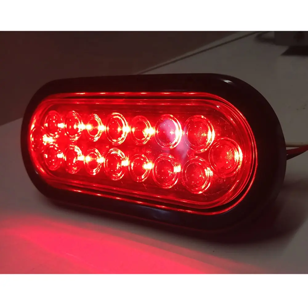 Classical 6 inch oval stop tail side turn signal led truck light with grommet plug