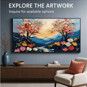 Impression d'art mural paysager <span class=keywords><strong>montagne</strong></span>-arbres coloré, image texturée pour salon, hall d'hôtel, intérieurs contemporains - Product Image 6