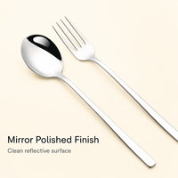 Cuillère et fourchette en acier inoxydable de style coréen pour hôtel, restaurant, cuisine domestique, finition polie miroir