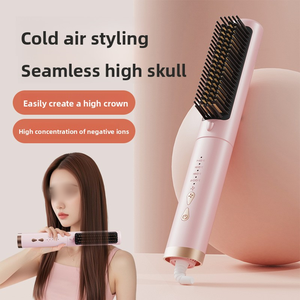 Peigne lissant multifonctionnel 4 températures, ions négatifs, <span class=keywords><strong>brosse</strong></span> lissante mini double usage pour homme et femme - Product Image 4