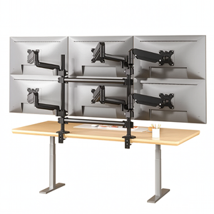 Six Screen <strong>Monitor</strong> <strong>Stand</strong> for Live Trading Focus, 32" UV Coated Ergonomic Multi-Display Mount, Heavy Duty 9kg Load Per Arm - Product Image 1