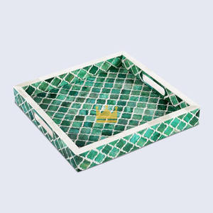 Bandeja Decorativa Rectangular de Moda con Incrustaciones de Madreperla, Hecha a Mano, Ecológica, para Servir, para Mesa de Centro, Vajilla Decorativa - Product Image 2