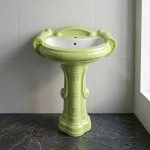 Rustic Black Finish <b>Ceramic</b> Column Pedestal Wash Basin Single Hole Drainer 9L Capacity Bathroom Sink - Product Image 3