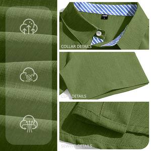 <span class=keywords><strong>Camicia</strong></span> da <span class=keywords><strong>uomo</strong></span> in <span class=keywords><strong>misto</strong></span> <span class=keywords><strong>lino</strong></span>, nuovo stile estivo 2026, con risvolto, bottoni, maniche corte, taschino, casual, traspirante, scollo a V - Product Image 4