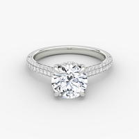 1CT Yuvarlak Çift Sıralı Pave Solitaire 18 Ayar Som Altın Laboratuvar Elması Nişan Yüzüğü IGI Sertifikalı CVD/HPHT VVS Kadınlar İçin Mücevher