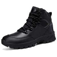 Chaussures rétro pour hommes, plateformes à lacets, bottes de neige, dessus en cuir de vache pour un confort amortissant, antidérapantes, respirantes, en maille de coton et caoutchouc