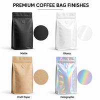 Sachet de café holographique personnalisé anti-odeur avec valve, en Mylar refermable, 250g/500g, pour l'emballage de grains de café torréfiés exotiques et de spécialités