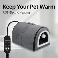 Lit chauffant pour chat, niche fermée pour chat, maison chauffante pour animaux de compagnie avec alimentation USB