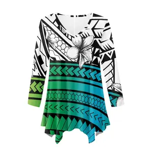 Camisas de manga larga Vintage blancas y verdes para mujer, blusas irregulares de talla grande, ropa informal de verano y otoño, blusas túnica asimétricas