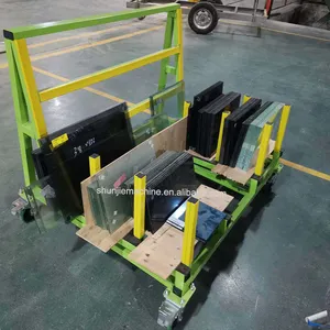 Rak Kaca Penyimpanan Bingkai Transport Baja Granit Rak Kaca Rak Penyimpanan untuk Industri dengan Empat Roda