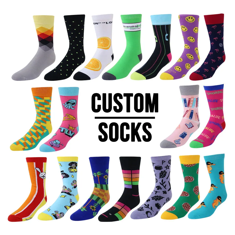 OEM service sox cotton sock high quality custom logo socks unisex design happy funny fashion colorful novelty women men socks