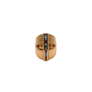 แหวนแฟชั่น สแตนเลสสตีล 316L ชุบทอง PVD ประดับพลอยหลากสี สำหรับผู้หญิง - Product Image 2