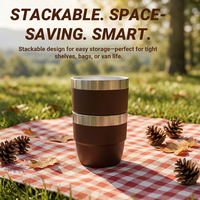Mug à café classique en acier inoxydable 304, double paroi, isolation sous vide, empilable, compatible lave-vaisselle, avec couvercle, pour le camping, convient à la plupart des utilisations