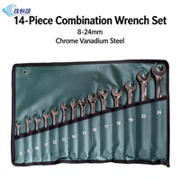 Ensemble de 14 outils à main pour mécanicien automobile, jeu de douilles CR-V de 1/4, 3/8, 1/2 pouce, poignée à cliquet réversible, boîte à outils multi-réparation