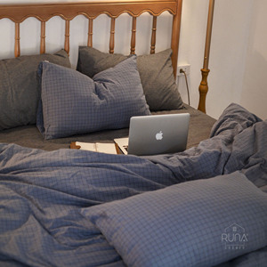 Washed Linen-Like Bedding Set 4 Pieces 2 Pillow cover Duvet Cover <b>Fitted</b> Bed <b>Sheet</b> Soft Premium 100% Cotton Washed King <b>Queen</b> - Product Image 6