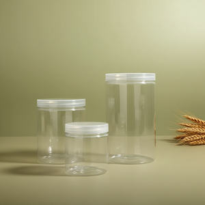 100ml 120ml 200 Ml 250 Ml Transparent PET Wide Mouth Plastic Jar with Plastic Lid for Cream and Cosmetic Products Storage