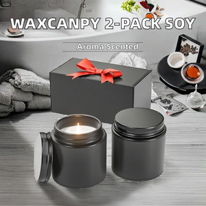 เทียนหอมถั่วเหลือง Waxcanpy ชุดของขวัญ 2 ชิ้นในกระป๋องโลหะ กลิ่นวานิลลา ลาเวนเดอร์ และไม้หอม สำหรับผู้ชาย/ผู้หญิง - กลิ่นหอมบำบัด ลดความเครียด - Product Image 2