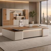 Escritorio Ejecutivo Moderno en Forma de L, Estilo Italiano, con Esquina Arqueada, Estación de Cables Integrada, Cerradura con Código, Almacenamiento Zonificado, Personalizable OEM