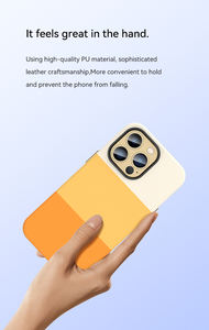 <span class=keywords><strong>Coque</strong></span> de téléphone en cuir PU à coutures tricolores, couverture arrière antichoc pour téléphone 14/14 Plus/14 Pro/14 Pro Max - Product Image 4