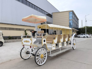 Carroza Eléctrica Personalizada de 4 Ruedas para Eventos Especiales, Limusina Turística Blanca de 4 Filas con Capacidad para 12 Personas - Product Image 1