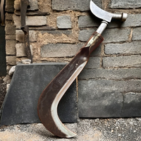 Tête de faucille de récolte de riz pour petit tracteur agricole, en acier au manganèse 50, forme courbée, manche en bois, noir, vente en gros
