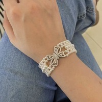 Ensemble de bijoux papillon tissé à la main, collier, bracelet, plaqué or, luxe, perles d'eau douce presque naturelles, qualité certifiée