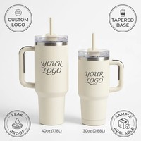 Vente en gros de gobelets isothermes en acier inoxydable de 40 oz et 30 oz avec poignée, compatibles avec les porte-gobelets de voiture, logo personnalisé, fournisseur d'usine en gros