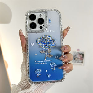 Haute qualité 3 en 1 époxy paillettes Bling avec diamant Rose étui de téléphone portable <span class=keywords><strong>incassable</strong></span> pour HONR X8B X8C - Product Image 4
