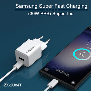 <span class=keywords><strong>Chargeur</strong></span> mural USB portable PD GaN 30W à charge rapide pour <span class=keywords><strong>iPhone</strong></span> 15 16 17 18 et téléphones Samsung, compatible PPS QC Type-C - Product Image 1