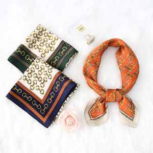 New Luxurious Style Fashion Spring Leaf Pattern 70*70 cm Retro <b>Tartan</b> Polyester Silk Square Neck <b>Scarf</b> Ladies Usa Mairun 823 - Product Image 2