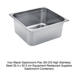 Recipiente para Alimentos GN 2/3 de Acero Inoxidable 18/10, 35.4 × 32.5 × 10 h cm, 1058 g, Inox, Macel - Product Image 2