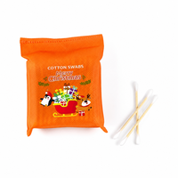 100 bâtonnets de coton à double extrémité en bambou, emballés dans une pochette non tissée, jetables pour un usage quotidien familial et pour les voyages