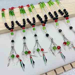 Rosario de cristal de Palestina de 8 mm, 33 piezas, accesorios con dijes de bandera y mapa de Gaza, 33 cuentas de oración, joyería de Palestina al por mayor - Product Image 2