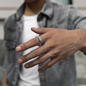 <span class=keywords><strong>Anillo</strong></span> <span class=keywords><strong>Pixiu</strong></span> Chino al por Mayor, Anillos Ajustables Abiertos con Monedas Plateadas Antiguas para Mujeres y Hombres, Amuleto de la Suerte y la Riqueza - Product Image 6