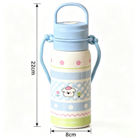 Botella de Agua con Aislamiento al Vacío de Dibujos Animados para Niños de 500 ml, con Asa y Correa para el Hombro, a Prueba de Fugas, Termo Infantil con Impresión de Logotipo Personalizado