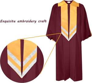 Túnica de Coro Crescendo Unisex de Lujo con Mangas con Puños y Estolas de Satén Dorado para Uso en la Iglesia - Product Image 5