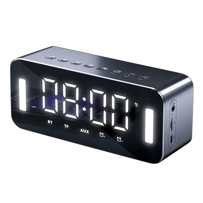 H8 Wireless Speaker Stereo Bass Night Light Multifunctional Digital Electronic Clock Support Temperature Display FM Radio