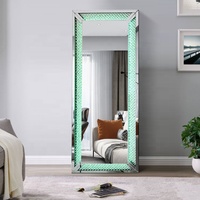 Miroir en diamant écrasé pleine longueur avec lumières LED, le plus chaud, miroir sur pied, meubles, décoration de la maison