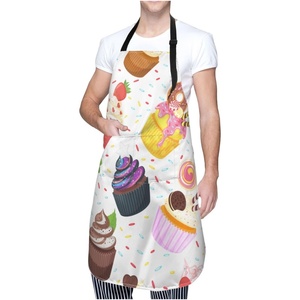 Delantal de cocina para mujeres y hombres con bolsillos iconos pan de trigo tela Oxford delantal de cocina con cuello ajustable - Product Image 1