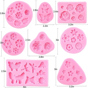 แม่พิมพ์ซิลิโคนรูปดอกไม้ผีเสื้อ 8 ชิ้น สำหรับทำช็อกโกแลต ฟองดองท์ ดินโพลิเมอร์ สบู่ งานฝีมือ ตกแต่งเค้ก - Product Image 2