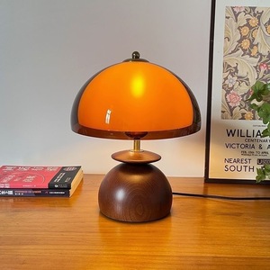 Mushroom Solid Wood Table Lamp Warm <b>Light</b> E27 Switch Control Bedroom Living Room <b>Night</b> <b>Light</b> Study Decoration - Product Image 1