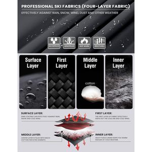 Chaqueta de invierno XL para mujer 2025, abrigo de esquí impermeable con forro polar, capucha cortavientos cálida a prueba de viento, trajes de esquí - Product Image 5