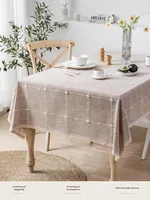 Nouvelle Collection 2025 – Nappe de Luxe Haut de Gamme en Coton et Lin Tissé, Anti-Taches, Style Américain, pour Table Basse, Bureau et Étudiant