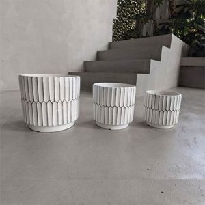 Jardinières et pots de jardin décoratifs ronds nordiques d'intérieur en ciment de grande taille pour la maison - Product Image 5