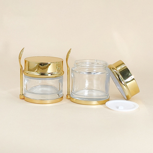 Bán Buôn Sang Trọng 30G 50G 80G 100G Vàng Mỹ Phẩm Lọ Thủy Tinh Bạc Skincare Mặt Kem <span class=keywords><strong>Jar</strong></span> Container Với Vàng Cơ Sở Và Muỗng - Product Image 2